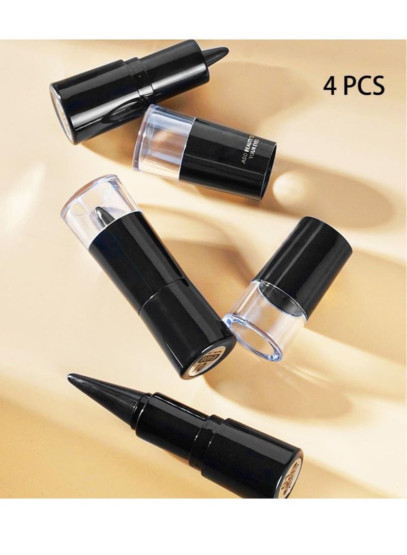 Black Gel Eyeliner Pen Set, 4Pcs Eye Black Eyeshadow Stick Makeup, Matte Waterproof Eye Liner Pencils, Cat Eye Eyeliner Stamp stencils Tool Suitable for novice makeup, beautiful makeup