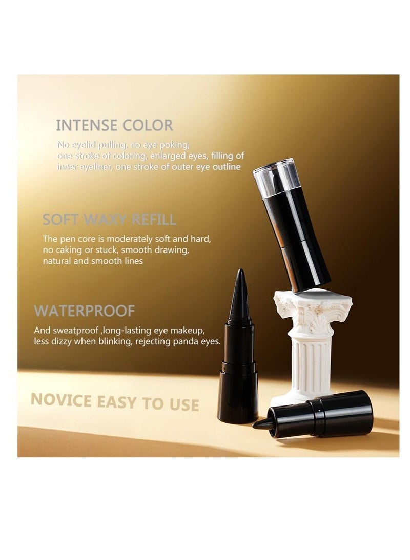 Black Gel Eyeliner Pen Set, 4Pcs Eye Black Eyeshadow Stick Makeup, Matte Waterproof Eye Liner Pencils, Cat Eye Eyeliner Stamp stencils Tool Suitable for novice makeup, beautiful makeup