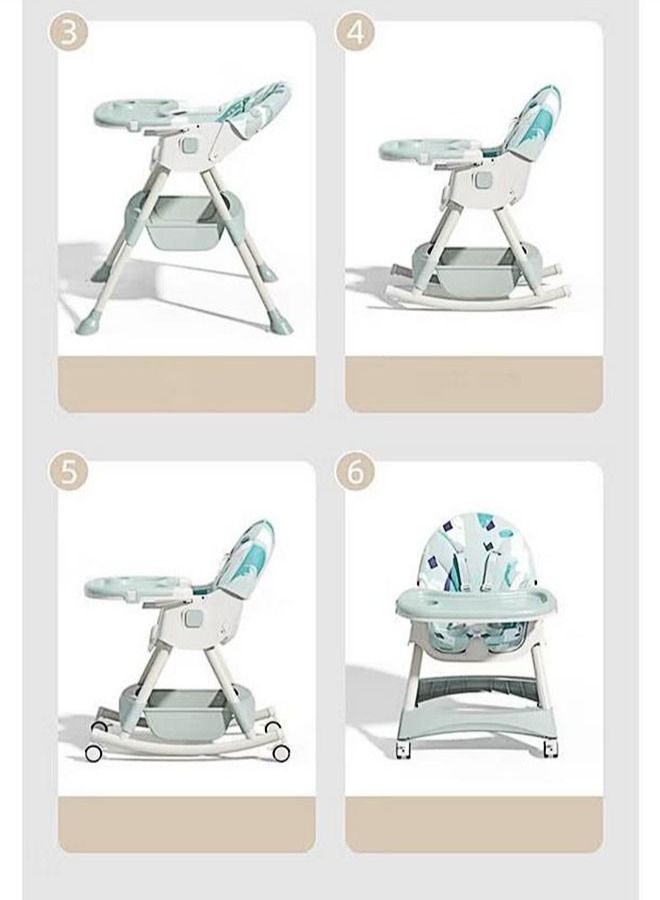 High Chair Folding,One Click fold,Save Space, Detachable Double Tray, Infant Chair, Car Traveling, Adjustable Footrest, Non-Slip Feet, Adjustable Legs