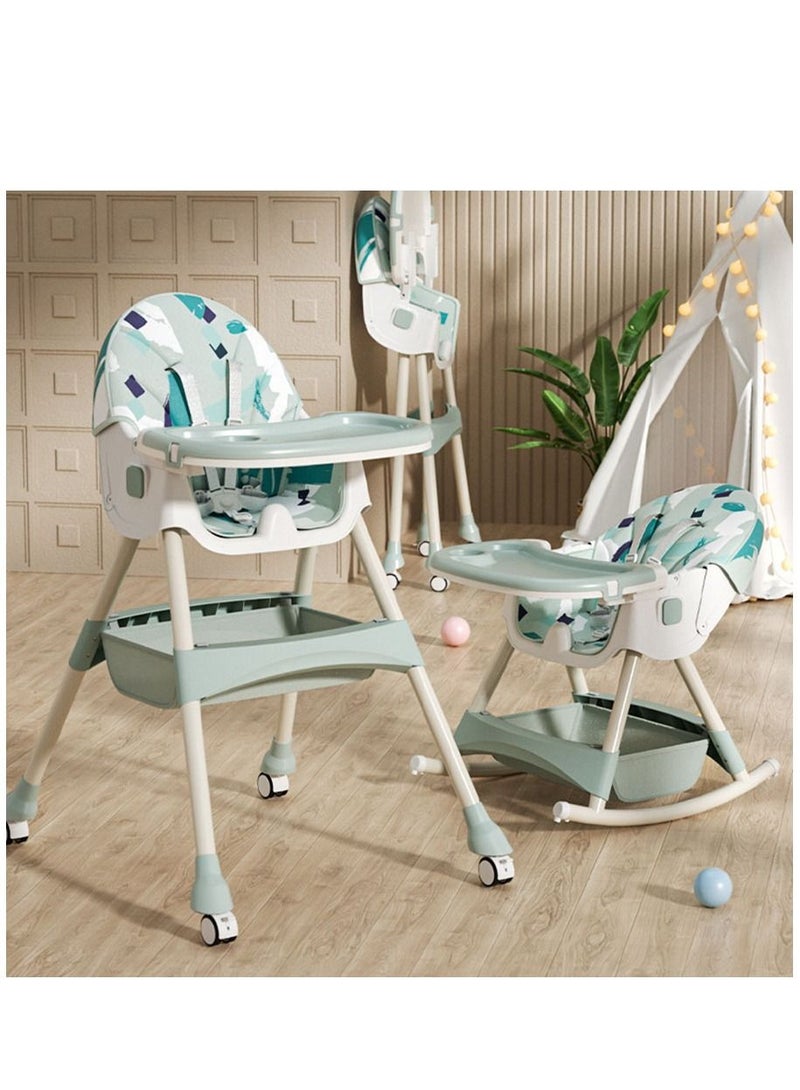 High Chair Folding,One Click fold,Save Space, Detachable Double Tray, Infant Chair, Car Traveling, Adjustable Footrest, Non-Slip Feet, Adjustable Legs