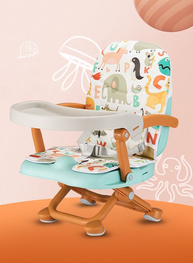 Baby Booster Seat for Dining Table with Removable Tray & Cushion, 3in1 Portable Toddler Booster Seat, 4 Height Adjustable Travel High Chair for Babies and Toddlers