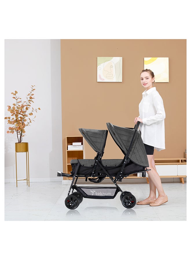 Twin Baby Stroller Combo - Dark Grey