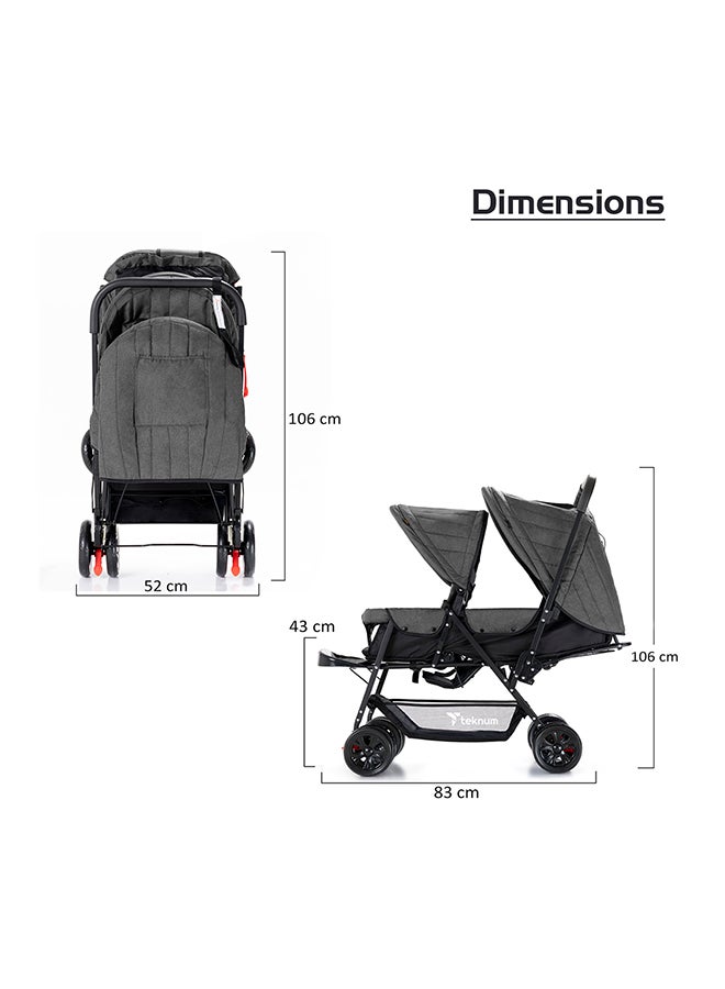 Twin Baby Stroller Combo - Dark Grey