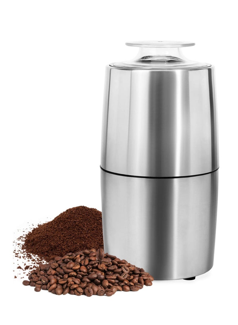 Electric Coffee Grinder, Stainless Steel Coffee Bean Grinder for Coffee Espresso Latte Mochas, One-Touch Grinder for Herb Spice Grain and More