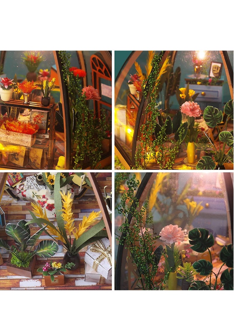 Diy Mini Doll House Set Birthday Handmade Gift Green Plant Flower Shop