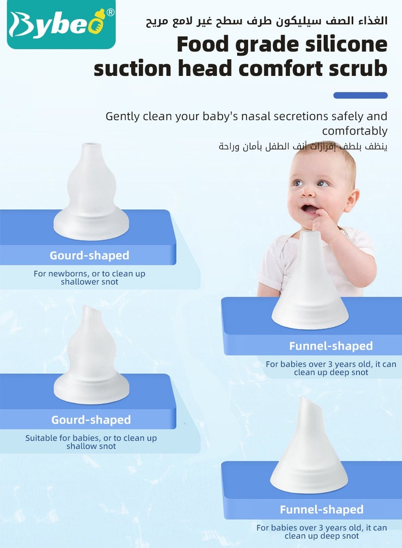 Baby Nasal Aspirator, Electric Nose Aspirator for Toddler, Waterproof Babies Noses Cleaners, Automatic Nose's Cleaner with 4 Silicone Tips, Adjustable Suction Level, Light Soothing Function