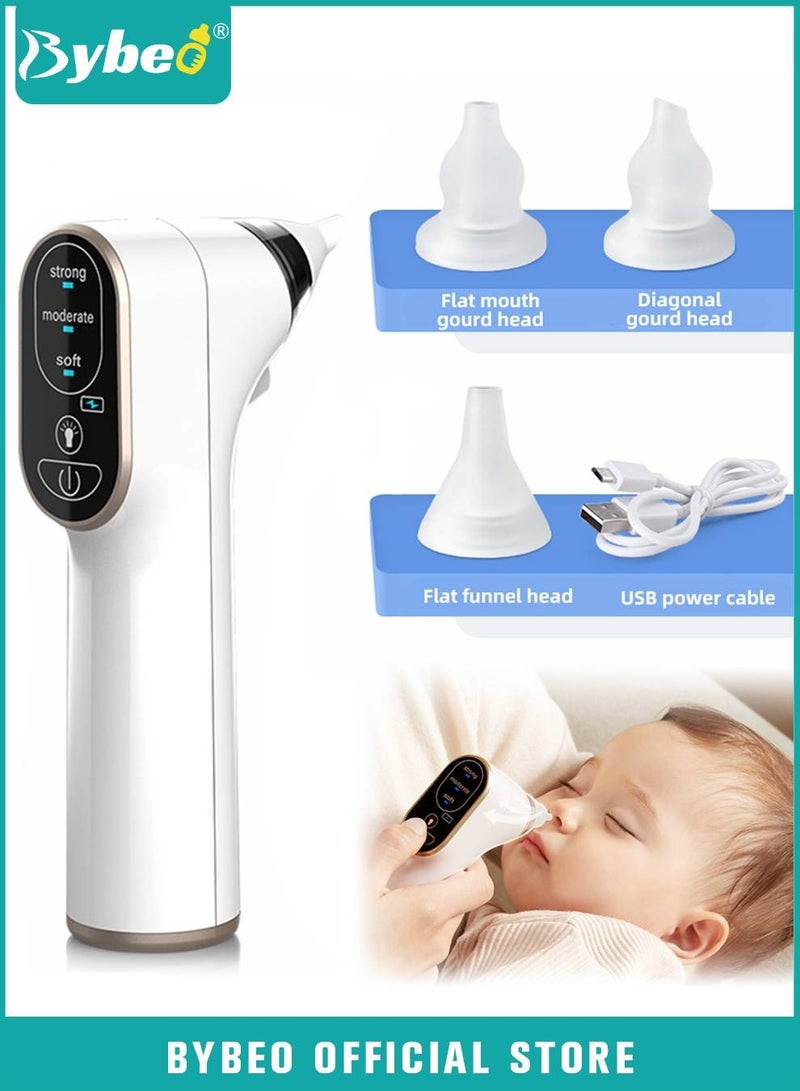 Baby Nasal Aspirator, Electric Nose Aspirator for Toddler, Waterproof Babies Noses Cleaners, Automatic Nose's Cleaner with 4 Silicone Tips, Adjustable Suction Level, Light Soothing Function
