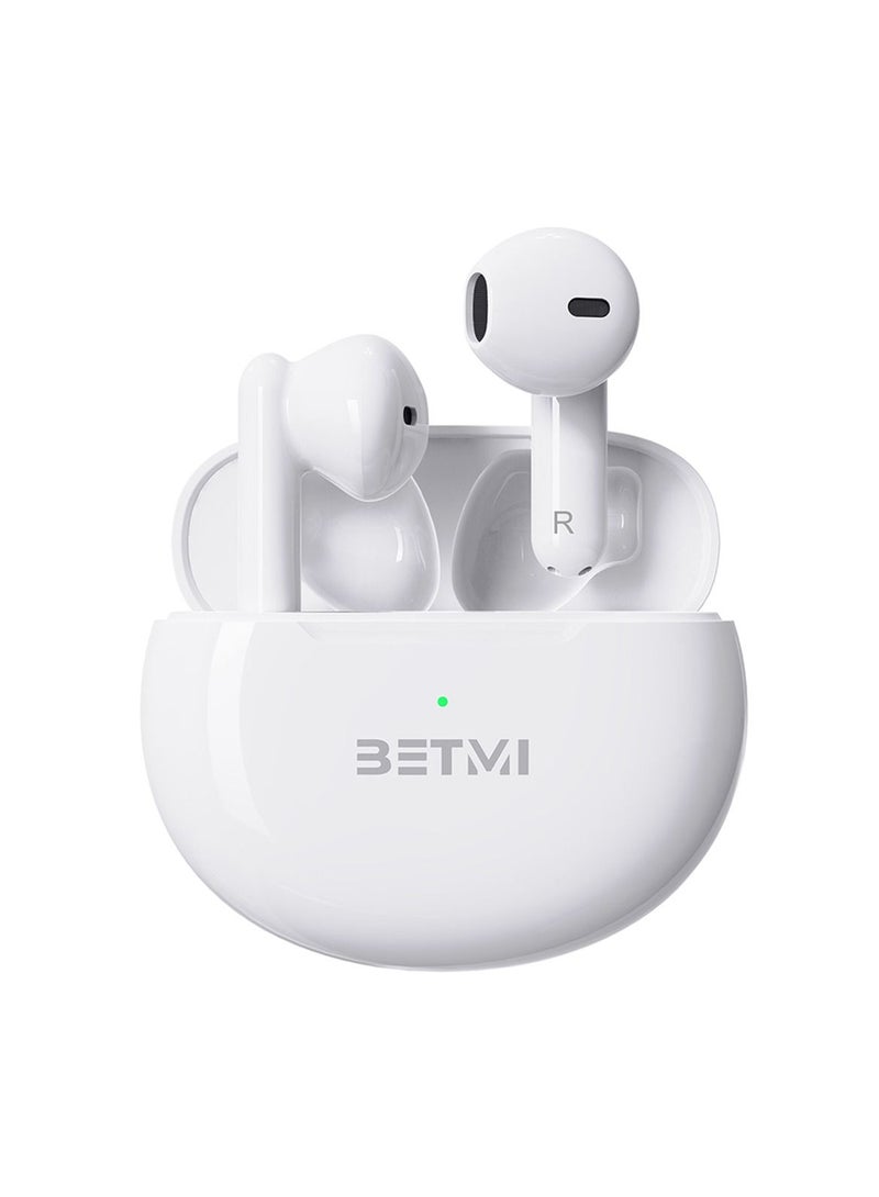 BETMI - True Wireless Earbuds - In-Ear Bluetooth5.3 Headphones, IPX5 Waterproof TWS With Dual Mic For Sport, Light-Weight Earphones For Android iOS/iPhone - White