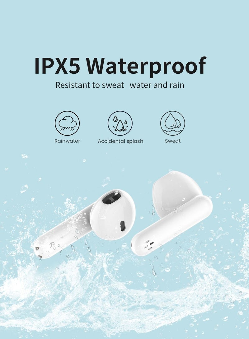 BETMI - True Wireless Earbuds - In-Ear Bluetooth5.3 Headphones, IPX5 Waterproof TWS With Dual Mic For Sport, Light-Weight Earphones For Android iOS/iPhone - White