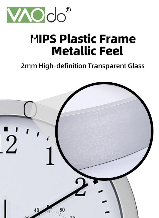 12 Inch Wall Clock Sweep Silent Movement Accurate Clocks with Temperature & Humidity Decorative for Kitchen Living Room Bedroom Office School Classroom