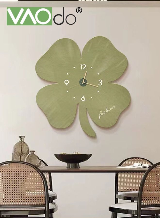 Four Leaf Clover Wall Clock Silent Non Ticking Clock Creative Clock Quartz Clock Battery Powered Decorative Home Living Room School Office 40*40 CM