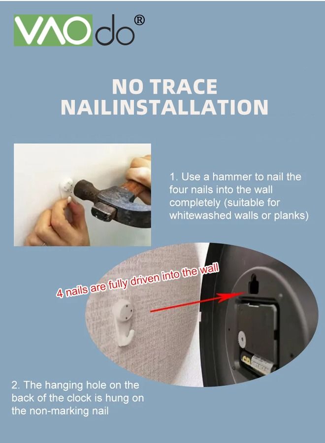 Four Leaf Clover Wall Clock Silent Non Ticking Clock Creative Clock Quartz Clock Battery Powered Decorative Home Living Room School Office 40*40 CM