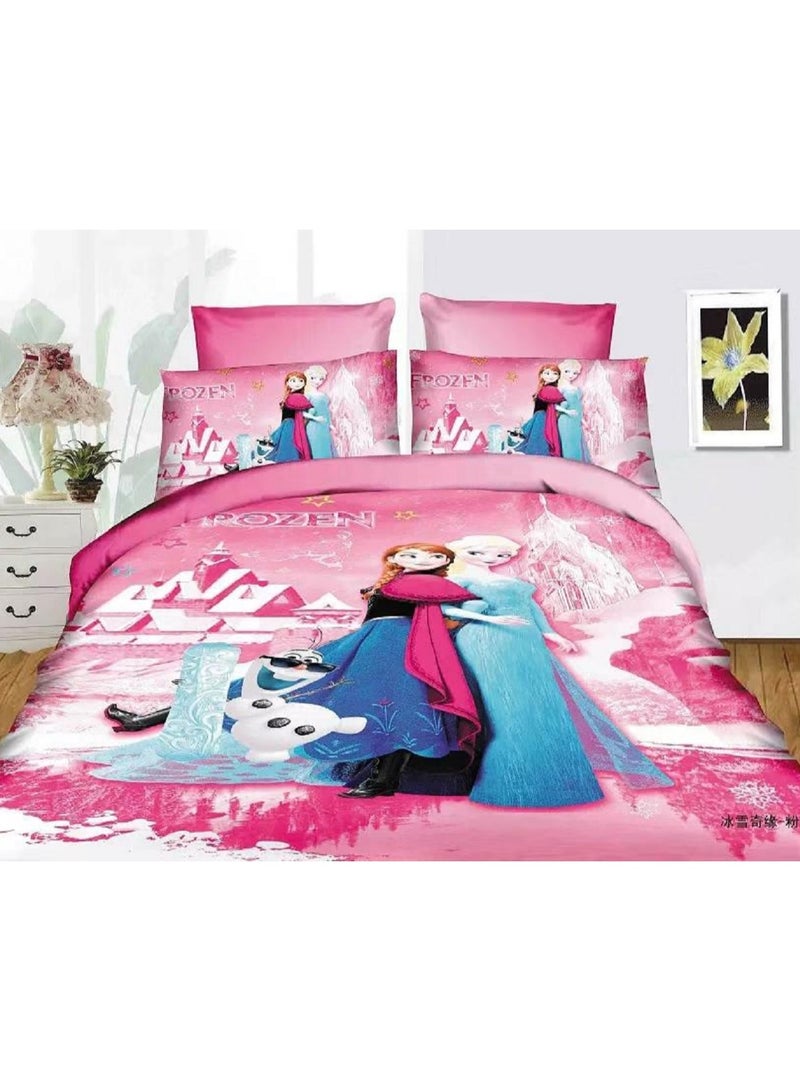 3D Printed Warm And Cozy Comforter Set  For Kids Cartoon Themed Duvet Set Bedsheet 120*200 Comforter 160*210- 3 Pcs Set - Frozen