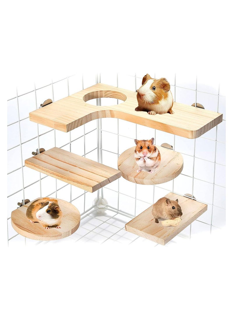 COOLBABY 5PCS Parrot Hamster Chinchilla Squirrel Springboard Step Set Natural Wooden Pedal Wooden Platform for Small Animal