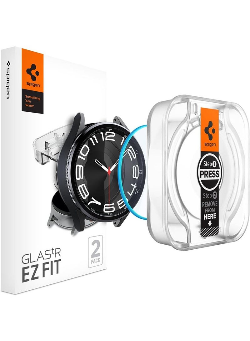 Glastr Ez Fit for Samsung Galaxy Watch 6 Classic 43mm Tempered Glass Screen Protector with Auto Align Technology Install Kit - 2 Pack