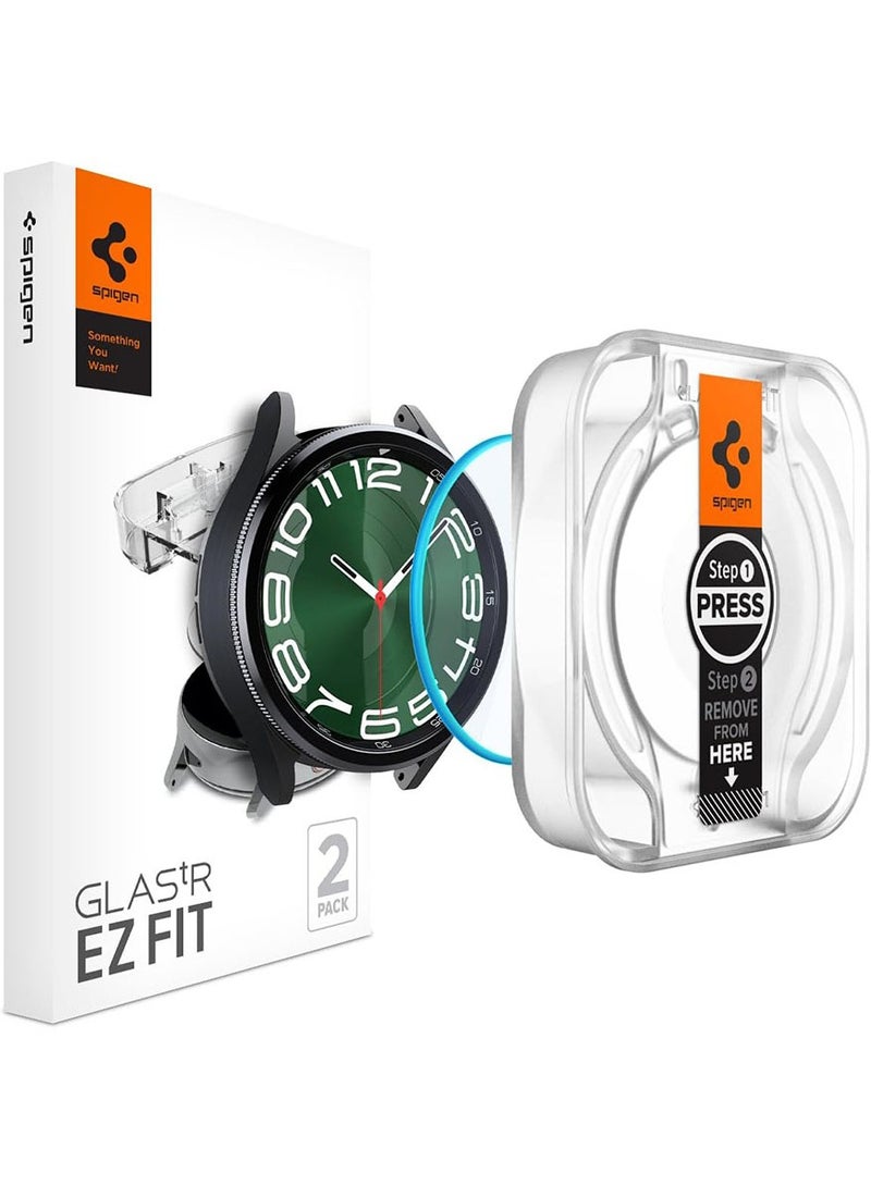 Glastr Ez Fit for Samsung Galaxy Watch 6 Classic 47mm Tempered Glass Screen Protector with Auto Align Technology Install Kit - 2 Pack
