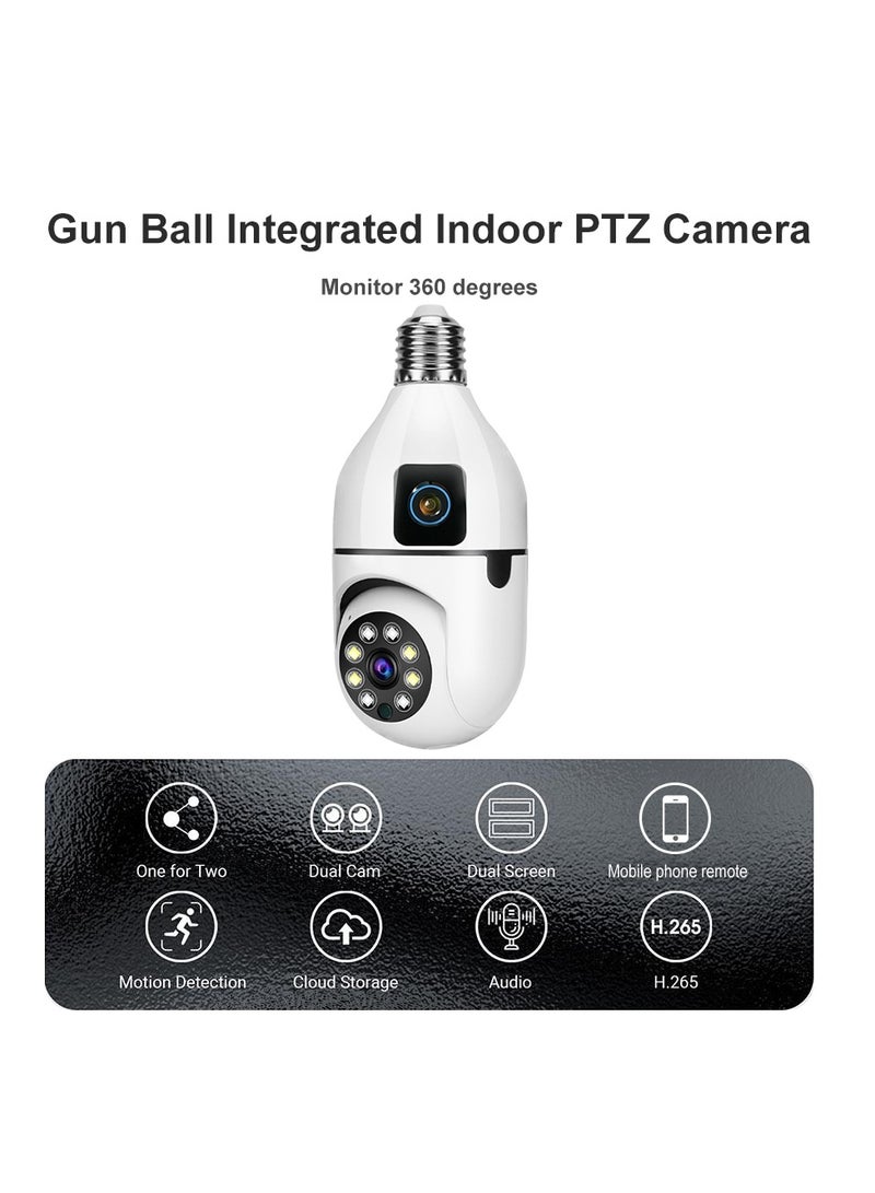 GULFLINK V380 Pro Dual Lens Dual Screen E27 Bulb Camera Two Ways Audio Color Night Vision Smart Home Security Wireless WiFi Indoor Camera