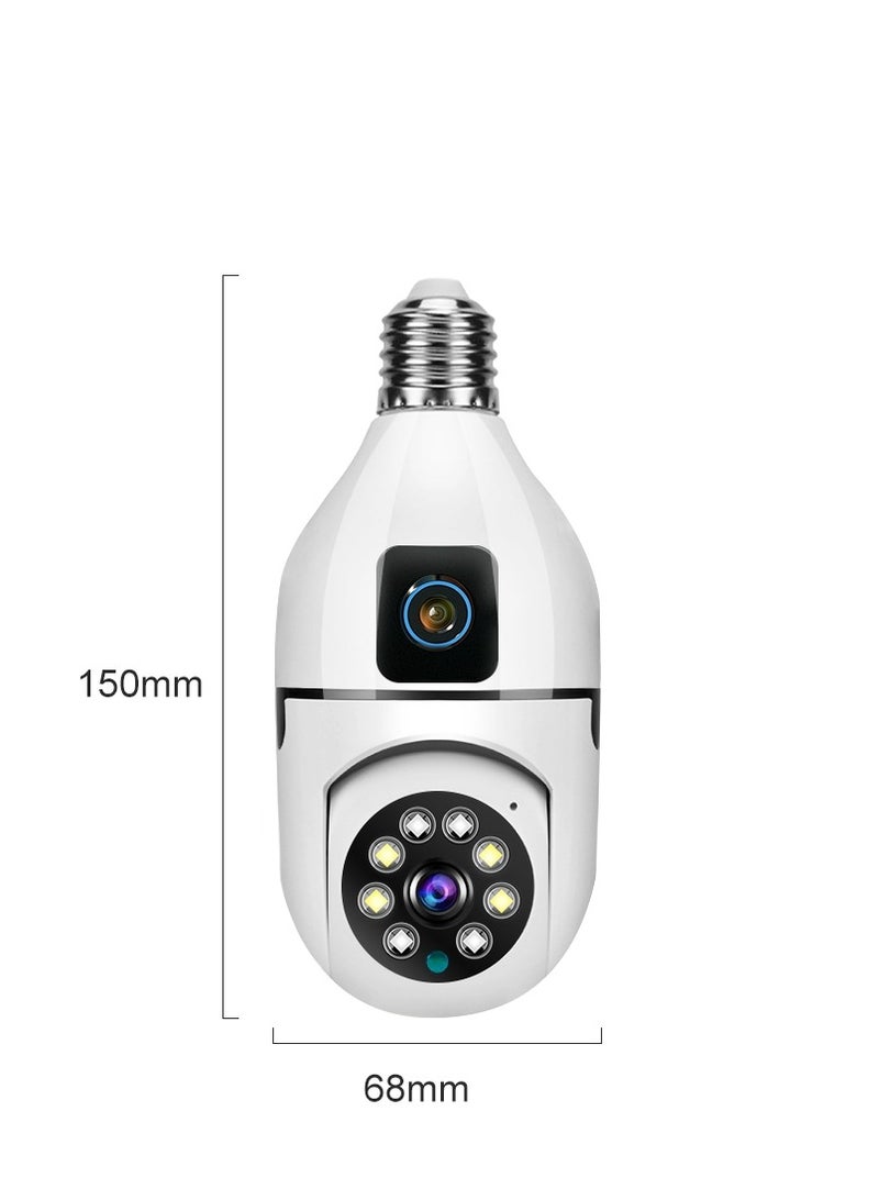 GULFLINK V380 Pro Dual Lens Dual Screen E27 Bulb Camera Two Ways Audio Color Night Vision Smart Home Security Wireless WiFi Indoor Camera