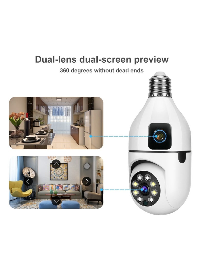 GULFLINK V380 Pro Dual Lens Dual Screen E27 Bulb Camera Two Ways Audio Color Night Vision Smart Home Security Wireless WiFi Indoor Camera