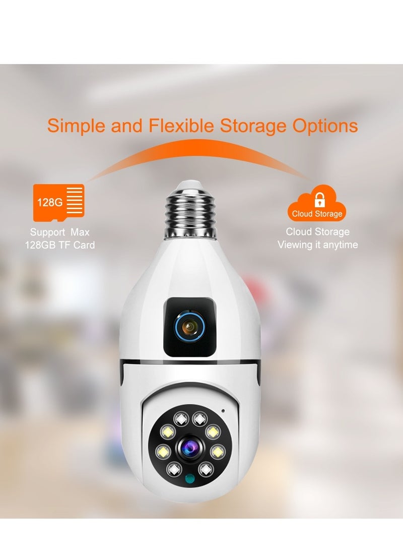 GULFLINK V380 Pro Dual Lens Dual Screen E27 Bulb Camera Two Ways Audio Color Night Vision Smart Home Security Wireless WiFi Indoor Camera