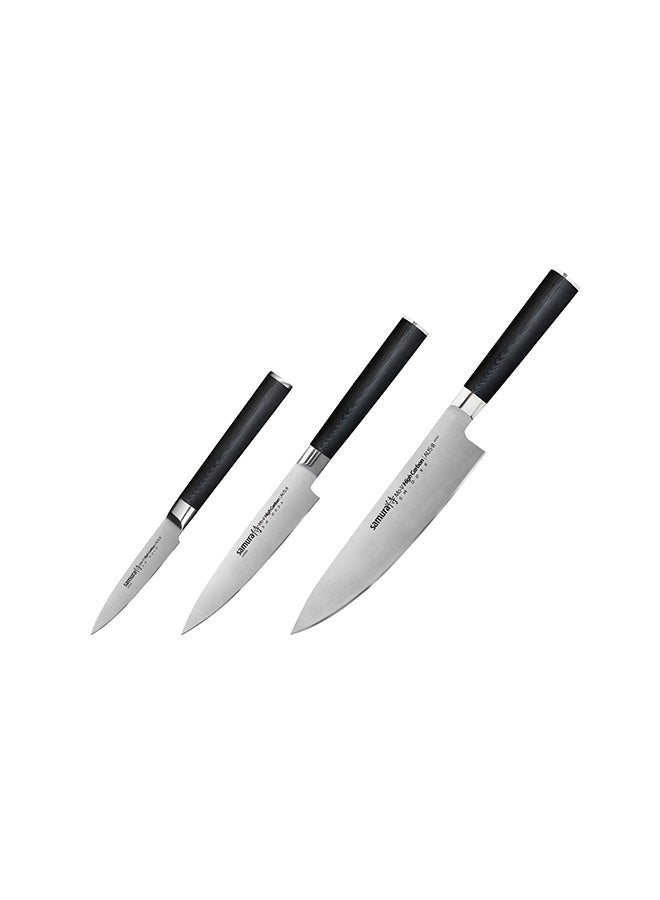 3-Piece Stainless Steel Knife Set Silver/Black