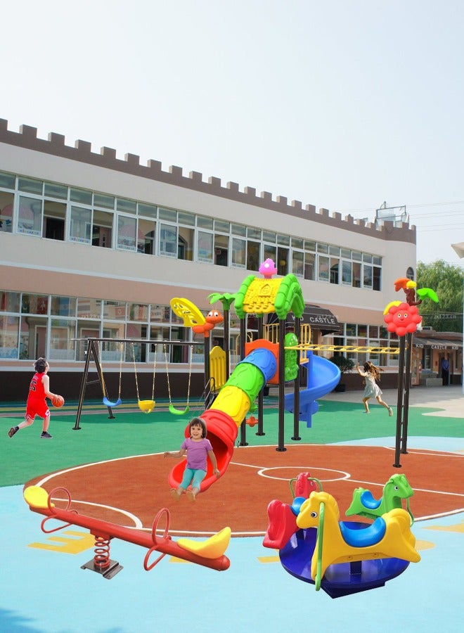 Children Backyard Playground Swing Slide Set Kids Outdoor Seesaw Equipment