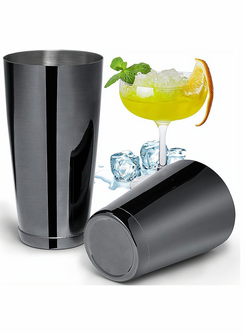 Black Boston Cocktail Shaker 2 Piece 18oz Unweighted and 28oz WeightedProfessional Shaker Bar Set for Professional Bartenders and Home Cocktail Lover Bartending Essential Tools