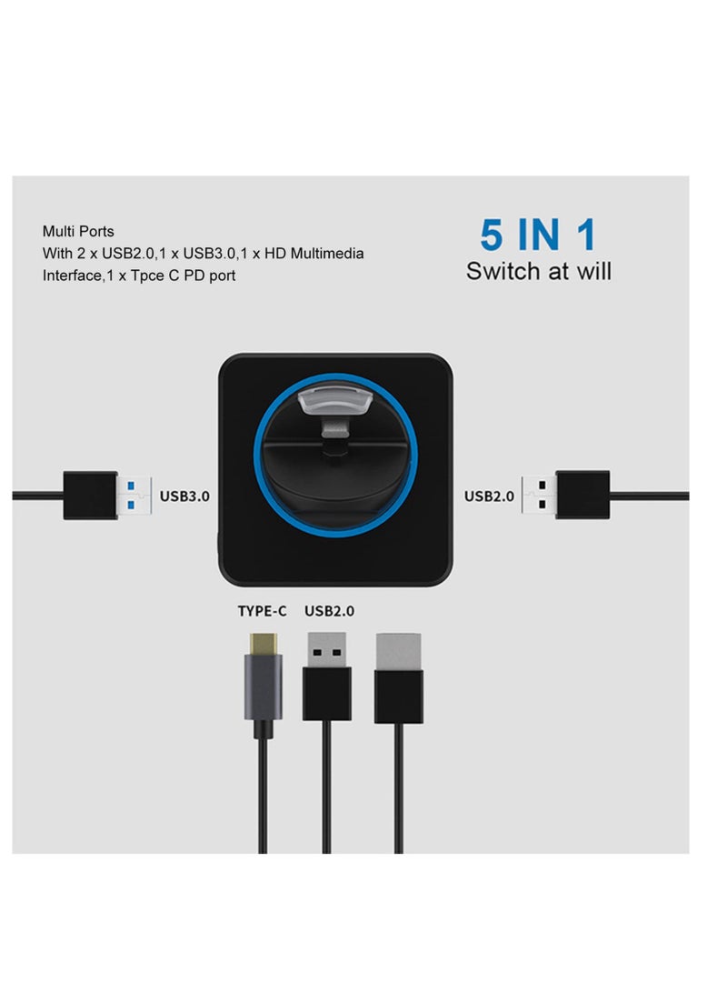 Game Console TV Dock, Docking Station for Switch, Portable 5 in 1 USB Type C HD Multimedia Interface 4K Docking Station, for Switch OLED and Lite