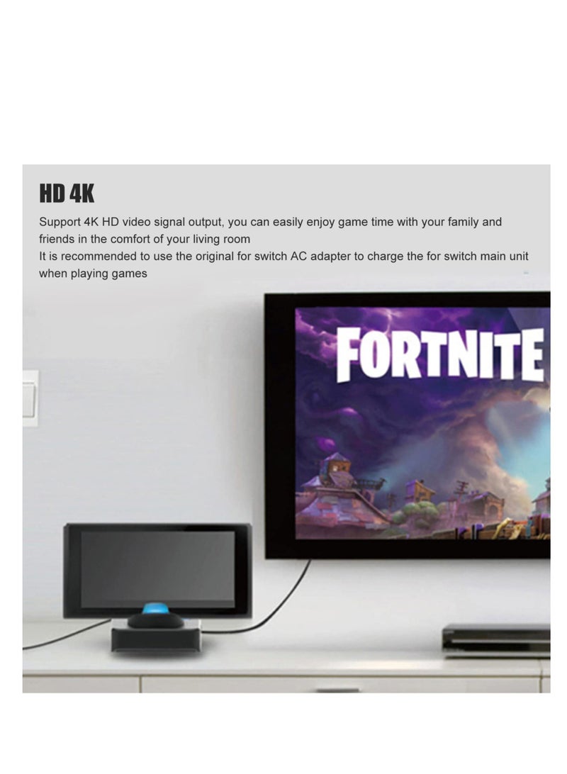 Game Console TV Dock, Docking Station for Switch, Portable 5 in 1 USB Type C HD Multimedia Interface 4K Docking Station, for Switch OLED and Lite