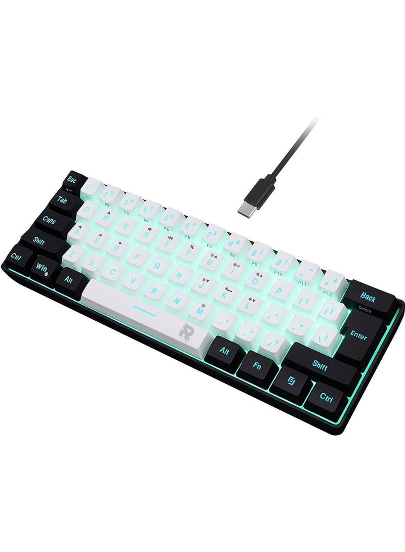 61 Keys RGB Gaming Keyboard 60% Mini Wired Waterproof for Gamer