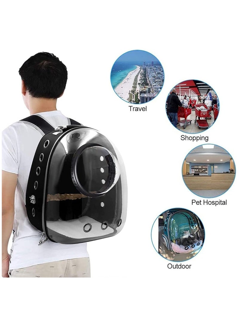 Black-Grey Space Capsule Pet Backpack Stylish & Portable Cat Carrier (37.2 x 32.6 x 11.8cm)