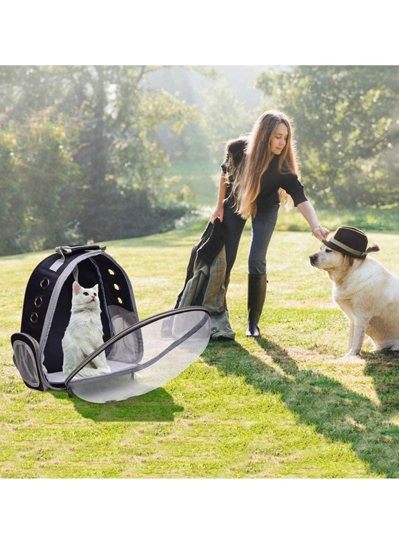 Black-Grey Space Capsule Pet Backpack Stylish & Portable Cat Carrier (37.2 x 32.6 x 11.8cm)