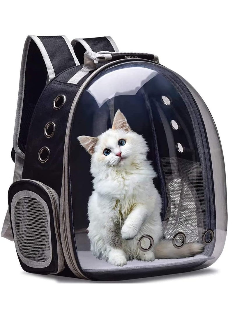 Black-Grey Space Capsule Pet Backpack Stylish & Portable Cat Carrier (37.2 x 32.6 x 11.8cm)