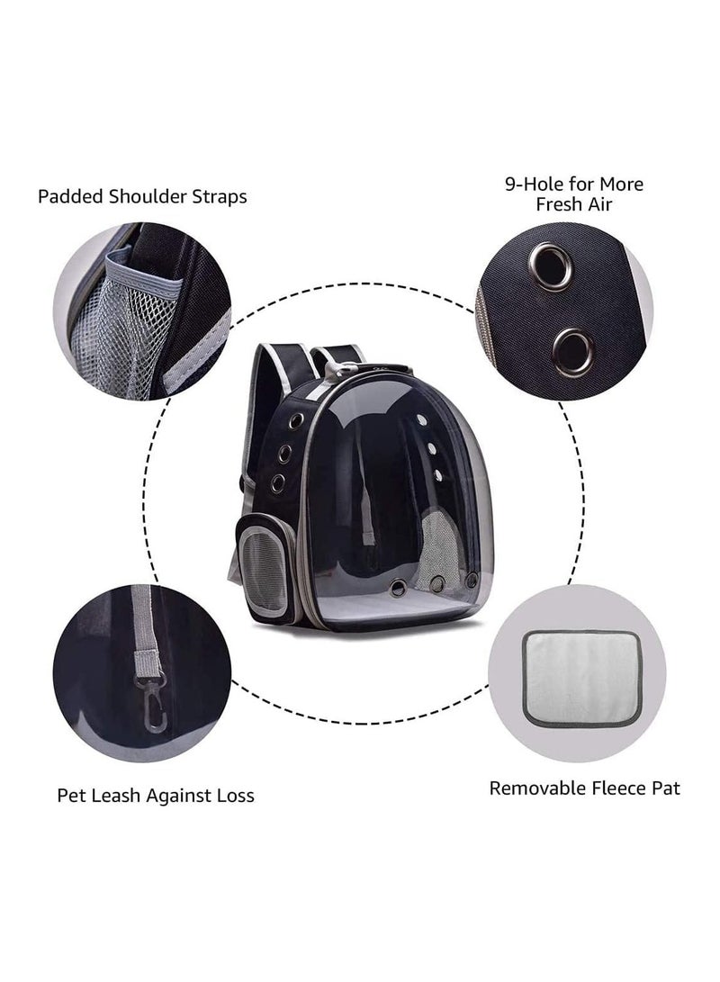 Black-Grey Space Capsule Pet Backpack Stylish & Portable Cat Carrier (37.2 x 32.6 x 11.8cm)