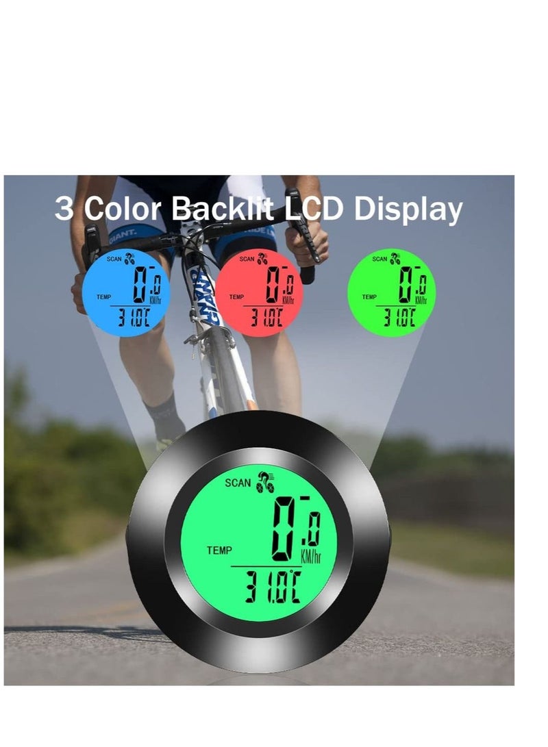 Bicycle Computer Multifunctional Waterproof Odometer Bike Speedometer Cycling Speed Tracker with 3-Colour Backlit Display with 20 Functions and Auto on off for Outdoor Indoor Tracking