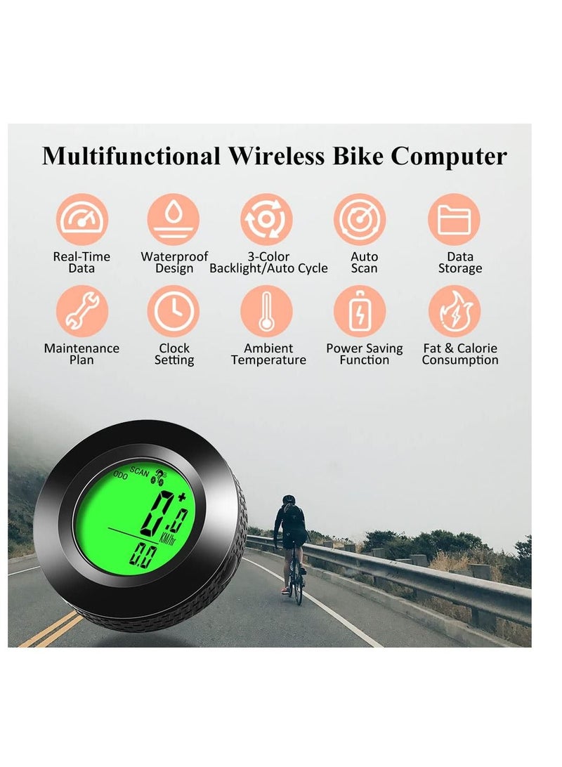 Bicycle Computer Multifunctional Waterproof Odometer Bike Speedometer Cycling Speed Tracker with 3-Colour Backlit Display with 20 Functions and Auto on off for Outdoor Indoor Tracking