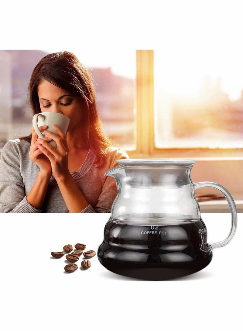 Glass Coffee Kettle, Thickened Heat Resistant Glass, Glass Hand Coffee Pot, Cloud Pot Filter Cup Filter Sharing Pot Household Coffee Pot, Coffee Pitcher (500ML)