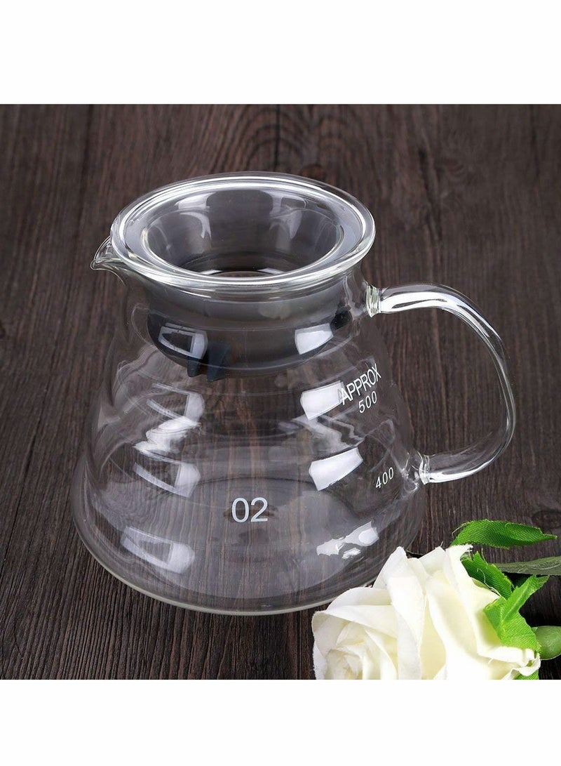 Glass Coffee Kettle, Thickened Heat Resistant Glass, Glass Hand Coffee Pot, Cloud Pot Filter Cup Filter Sharing Pot Household Coffee Pot, Coffee Pitcher (500ML)