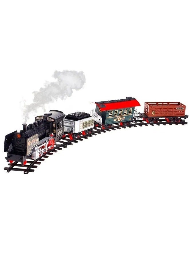 27 Pieces Electric Toy Train Set For Kids With Steam Light Sound and Tracks