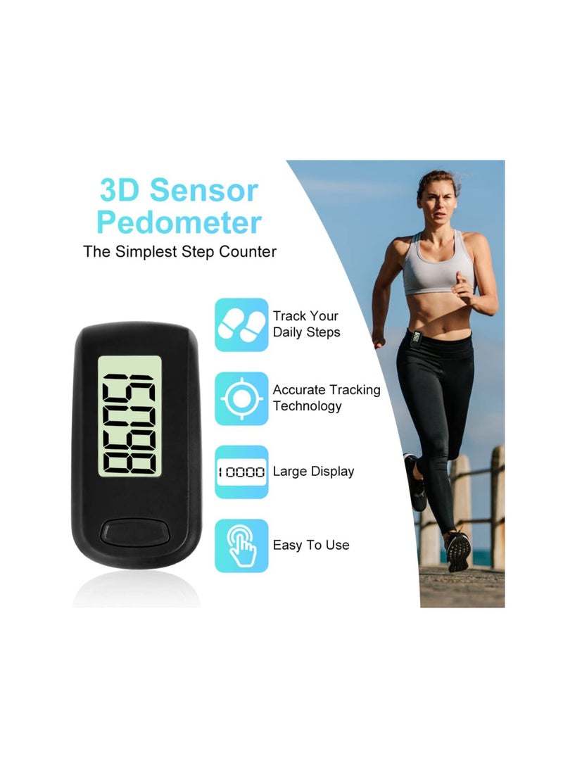 3D Large Screen Pedometer, Walking Pedometer, Portable Sports Pedometer with Clip Lanyard, Track Steps in Real Time, Pedometer for Older Kids/Fitness Men/Women/Elders for Walking and Running