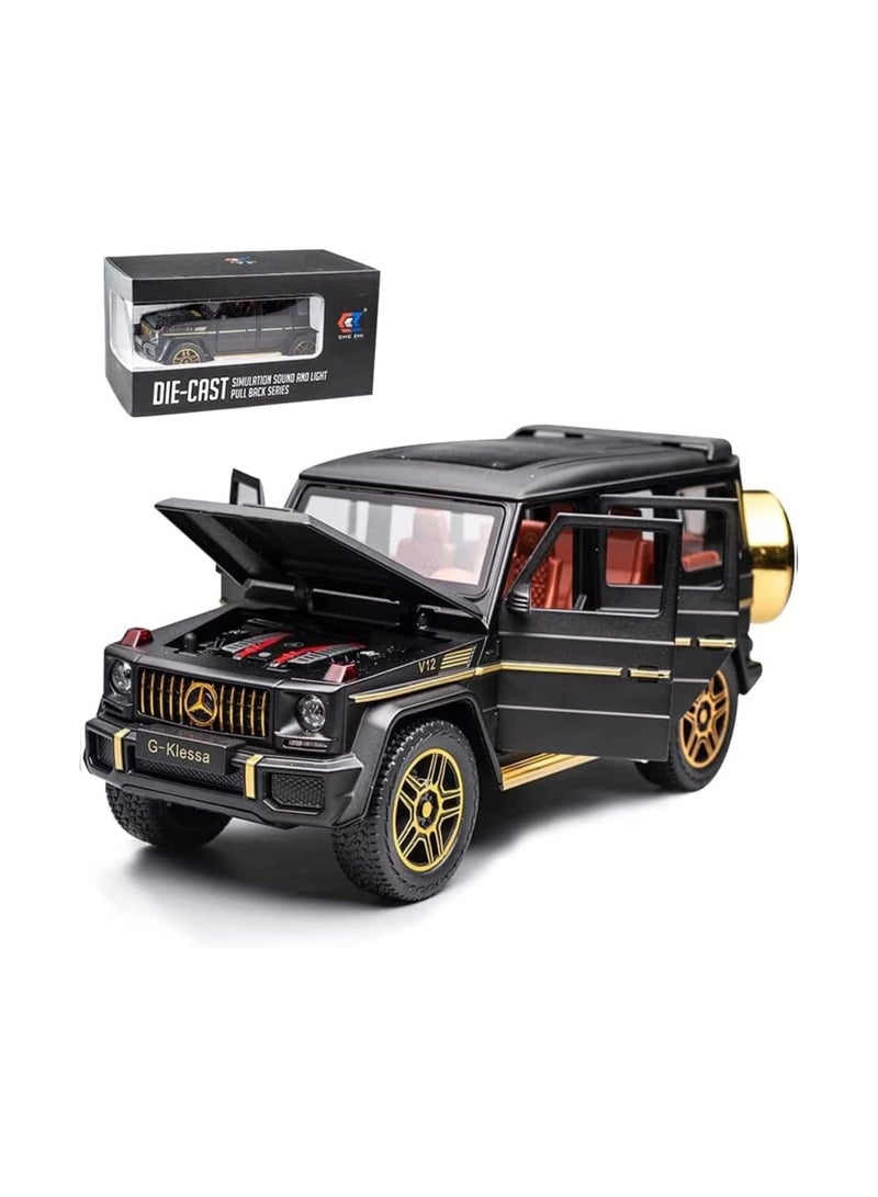 1:24 Scale Mercedes Benz V12 G63 AMG Diecast Model Cars Zinc Alloy Pull Back Toy car with Sound and Light for Kids Boy Girl Gift, Black