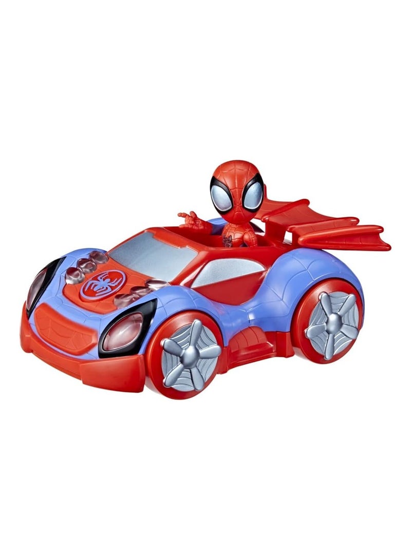 Marvel Spidey and His Amazing Friends Glow Tech Web-Crawler Vehicle, Preschool Toy with Lights, Sounds, Spidey Action Figure, Ages 3 and Up
