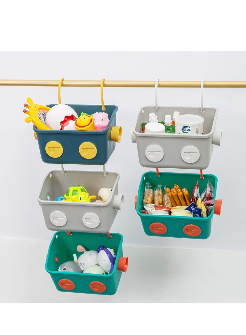 Bath Toy Storage Organizer Basket 3 Layers Colorful Robot Modeling Wall Mounted Kids Hanging Shower Caddy with Hooks for Shampoo