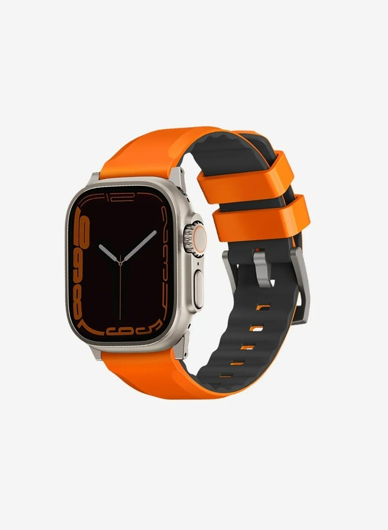 Linus Waterproof AiroSoft SIlicone Strap For Apple Watch 49 45 44 42 Mm Orange