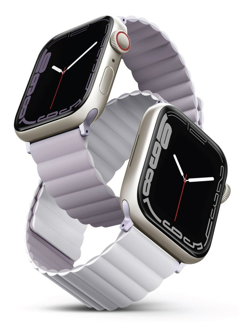 Revix Reversible Magnetic Silicone Watch Band Strap For Apple Watch 42 44 45 49 Mm Compatible With Premium Quality Lilac/White