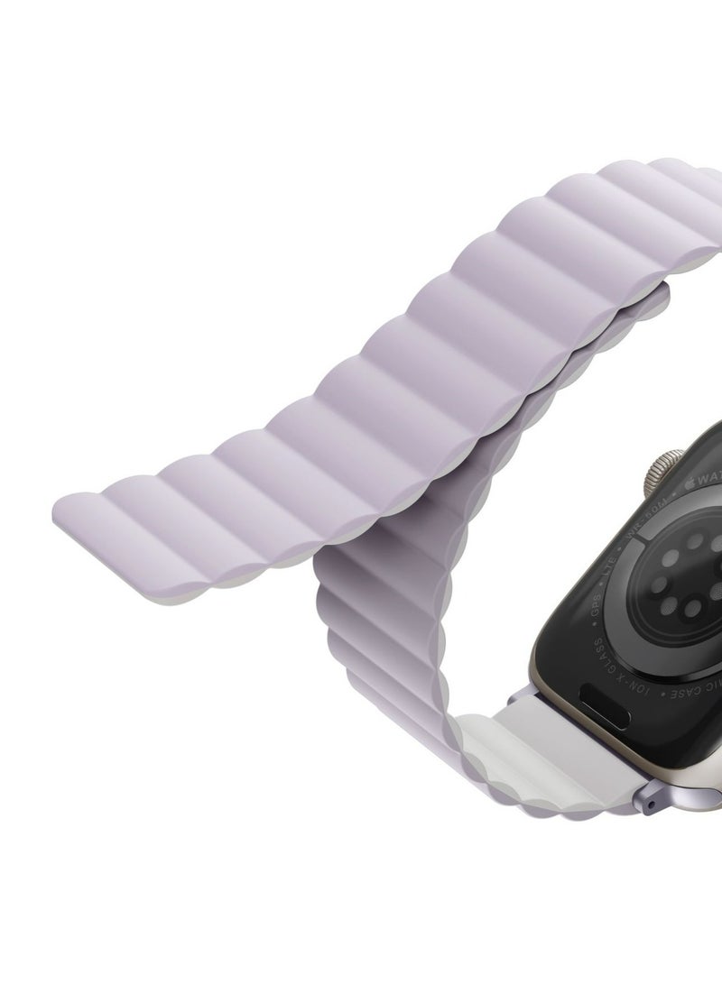 Revix Reversible Magnetic Silicone Watch Band Strap For Apple Watch 42 44 45 49 Mm Compatible With Premium Quality Lilac/White