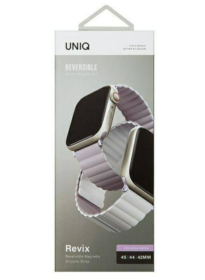 Revix Reversible Magnetic Silicone Watch Band Strap For Apple Watch 42 44 45 49 Mm Compatible With Premium Quality Lilac/White