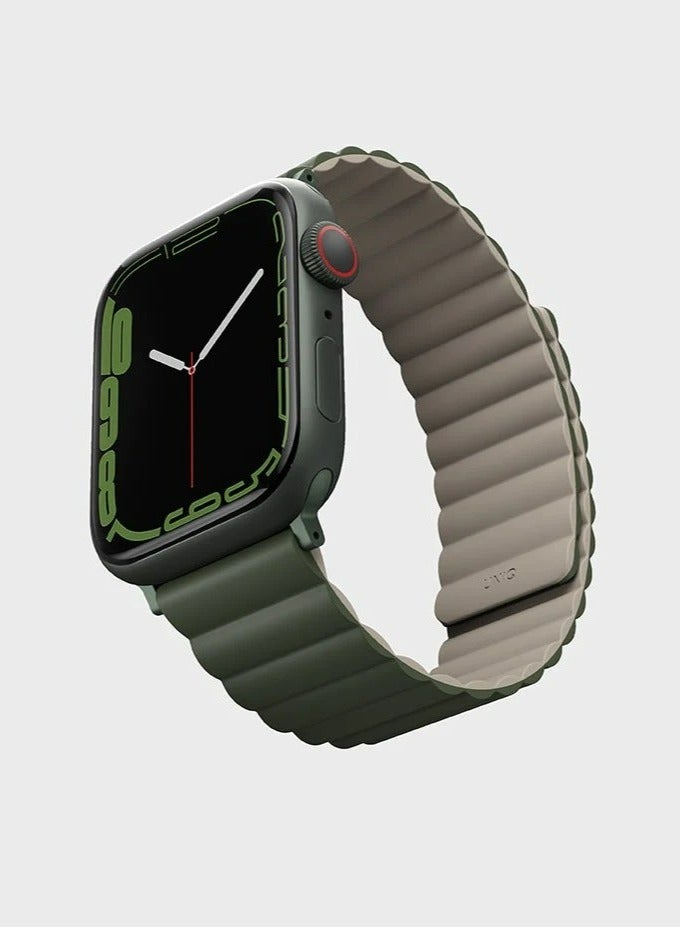 Revix Reversible Magnetic Silicone Strap For Apple Watch 42 44 45 49Mm Green/Taupe