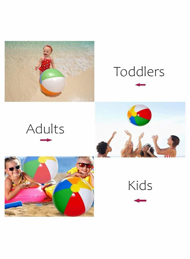 Inflatable Beach Ball, 10 PCS Classic Rainbow Color Beachball, Summer Water Toy, Birthday Pool Party Favors Fun Play Beachball Game  for Kid Boys Girls 8 to 12 Inches from Inflated to Deflated