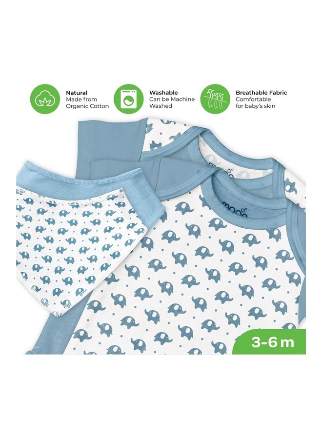 Organic Baby Gift Set Of 7 Rompers-Swaddle-Bibs-Hat-Mitten Set For 3-6 Months